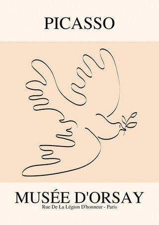Picasson inspiroima rauhan linnun juliste