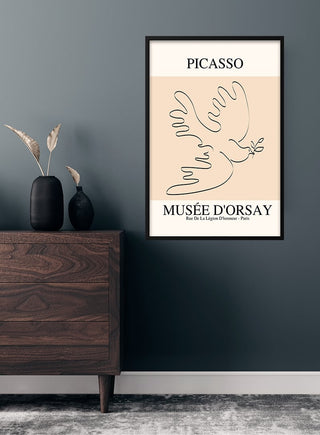 Picasson inspiroima rauhan linnun juliste