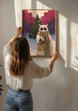 White Cat Christmas Shopping