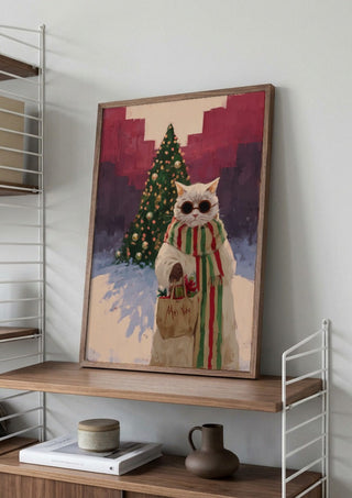 White Cat Christmas Shopping