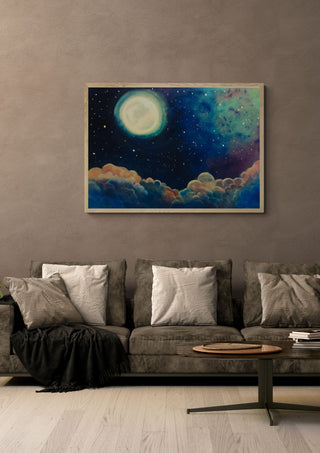 Moon Above the Clouds - Art By Biba