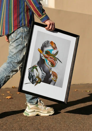 Spring landscape by Rocio Montoya carried in a black frame along a sunny street