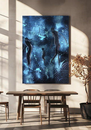 Three Figures in Blue - luco art