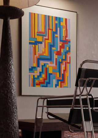 Up the steps by Gerard Ceulemans framed in a dim room beside a tubular steel chair