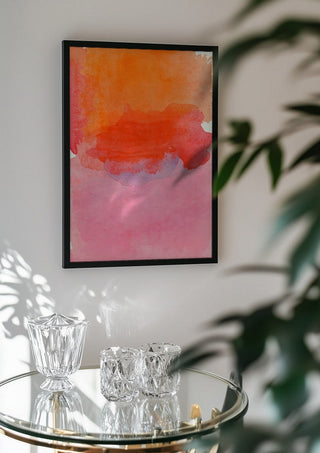 From sunset to sunrise by Ohkimiko in a black frame above a glass table with crystal glassware