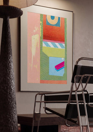 Bubble Gum by Kareem Rizk framed in a dim room beside a tubular steel chair