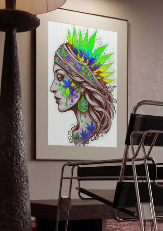 The Leaf Crown by BunteBeute framed in a dim room beside a tubular steel chair