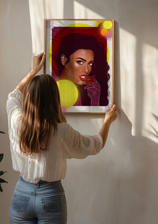 The Light is Coming by Sabrina Rosenblatt being hung on a sunlit wall