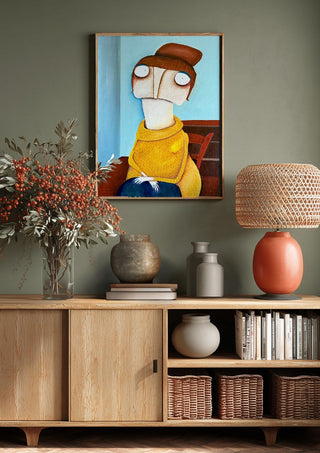 Die 12 Sündenfälle: Heuchelei by lacaluna above a wooden sideboard on a sage green wall