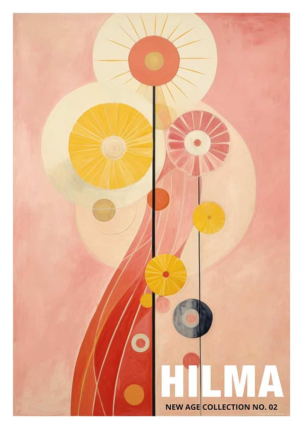 Abstract floral artwork in yellow, pink, and orange tones for Hilma No 02 - Tara Green product page.
