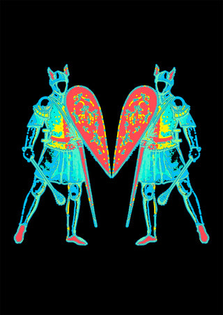Opponent by Francisco Gualter - mirrored knights poster on black