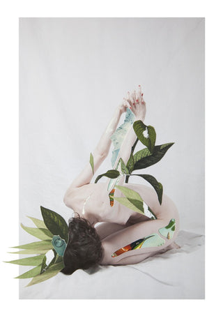 Letargo II by Rocio Montoya - nude figure bending back with green leaves growing from her body