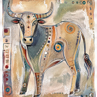 Bull by Art Guveau - patterned bull with curved horns