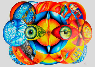 Augenblicke by wodeoldau - overlapping circles around two large green eyes