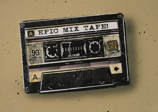 Epic Mix Tape by Carl Smith ART - a worn Maxell cassette tape lettered with its title