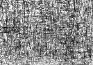 Unusual Landscape by Priit Ruttas - a dense field of fine black pen strokes with a horizon across the middle