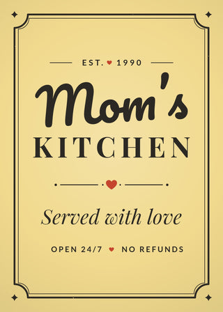 Mom's Kitchen personalised vintage sign poster – Black & Yellow