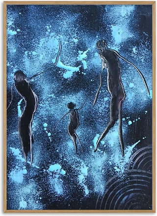 Three Figures in Blue - luco art