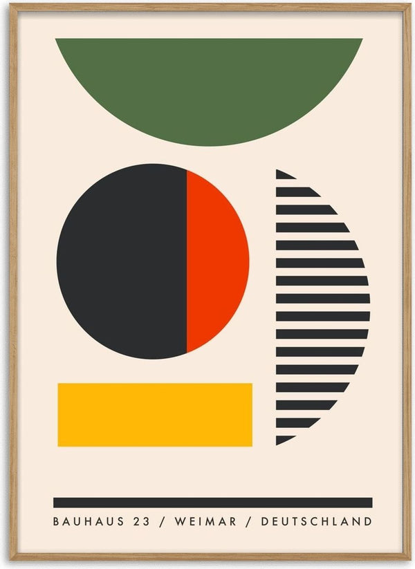 Bauhaus Shapes by Neil Stevens - a green dome with black, red, striped and yellow forms below