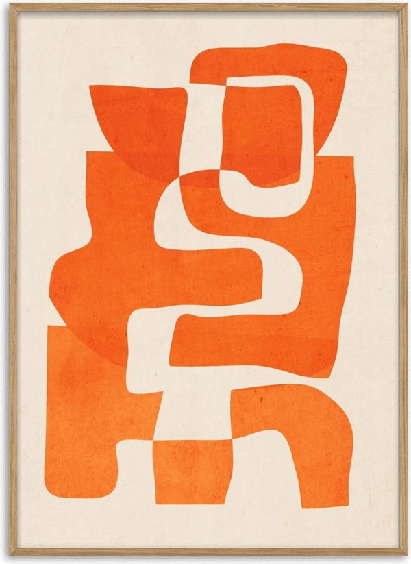 Abstract Art 55 - 7 by ThingDesign - interlocking orange cut-paper shapes on a cream ground