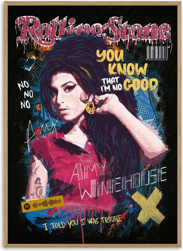 Artwork of Amy Winehouse on a graffiti-style Rolling Stone cover, featured on the Amy - Ricardo Noble product page.