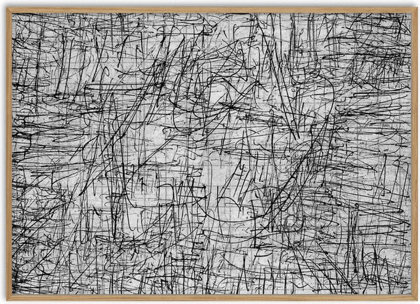 Any Point by Priit Ruttas - long diagonal pen strokes crossing a field of short black marks