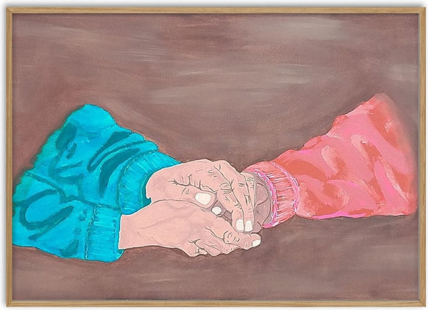 Beautiful kindness by Sulaika Martis - two hands clasped against a plain brown ground