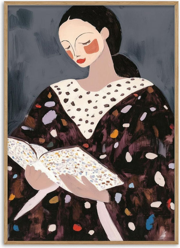 Illustration of a woman reading a book, featured on the cover of "Books of My Life" by David Wolf.