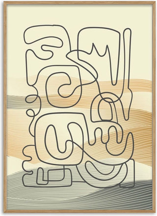 Brown Waves and Black Lines Poster