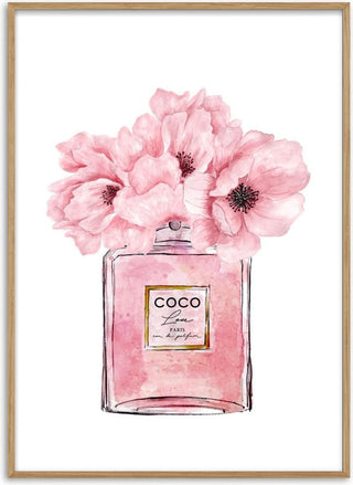 Coco Chanel perfume pink poster