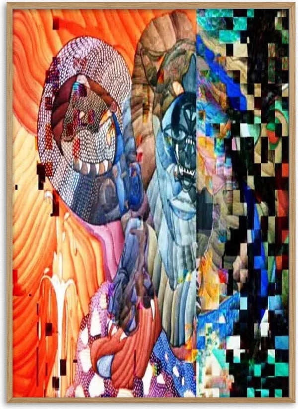 Draco by Carlos Enrique Gozalo Ara - a dragon face among patterned forms with a mosaic of blocks at the right