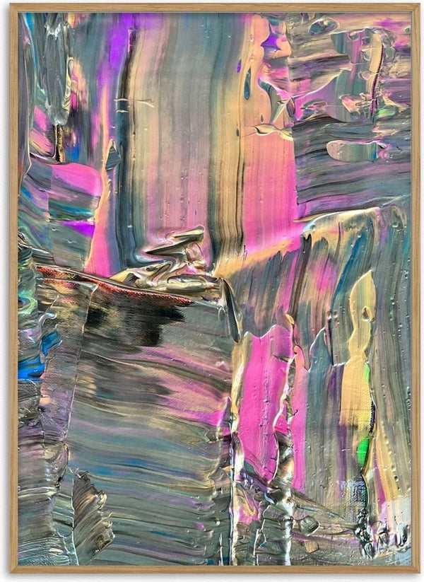 Friendship by Maria-Tia - vertical streaks of hot pink, violet and grey paint