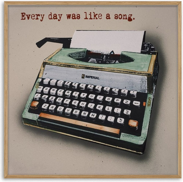 Like a Song by Carl Smith ART - a mint green vintage typewriter with a typed line above it