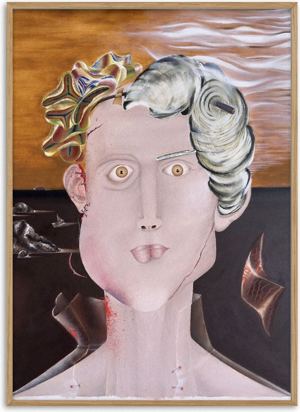 Looksmaxxer Deluxe by Emil Walli - a pale pink head with silver hair and an iridescent crest in oil