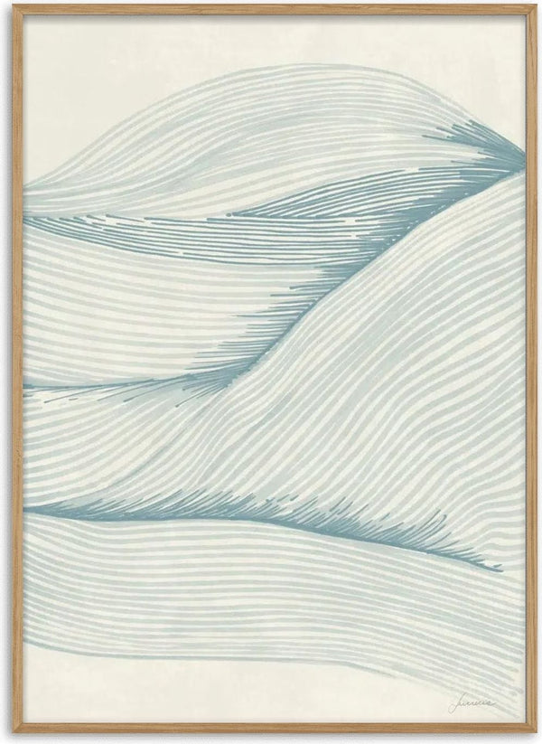 Abstract blue lines resembling ocean waves, featured on the Ocean in lines 02 product page.