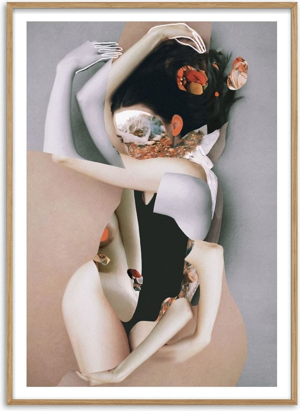 Pebbles by Rocio Montoya - a reassembled figure with a strip of pebble beach where her face was