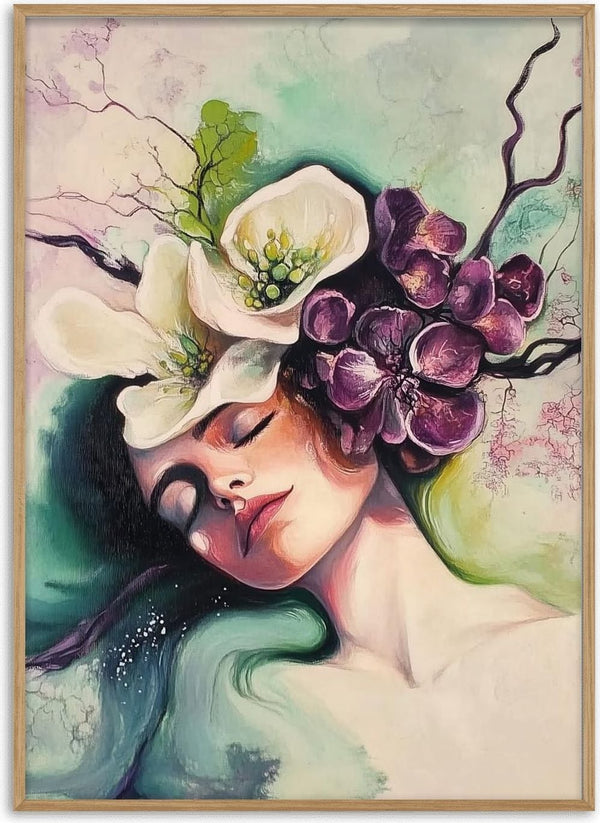 Surreal portrait of a woman with flowers and branches in her hair, from Point of no Return by Martin Zen.