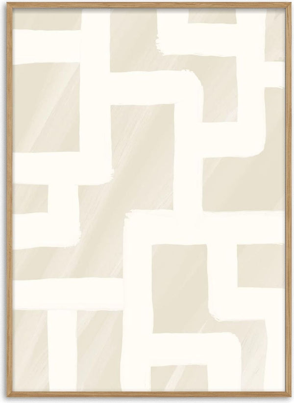 Abstract geometric beige and white pattern from the Quiet Structure - Yuli collection.