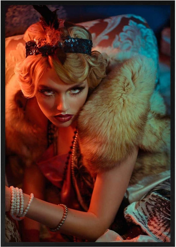 A glamorous woman in vintage attire and fur collar, featured on the REFLECTION. Winter - Ravena July Plakat.