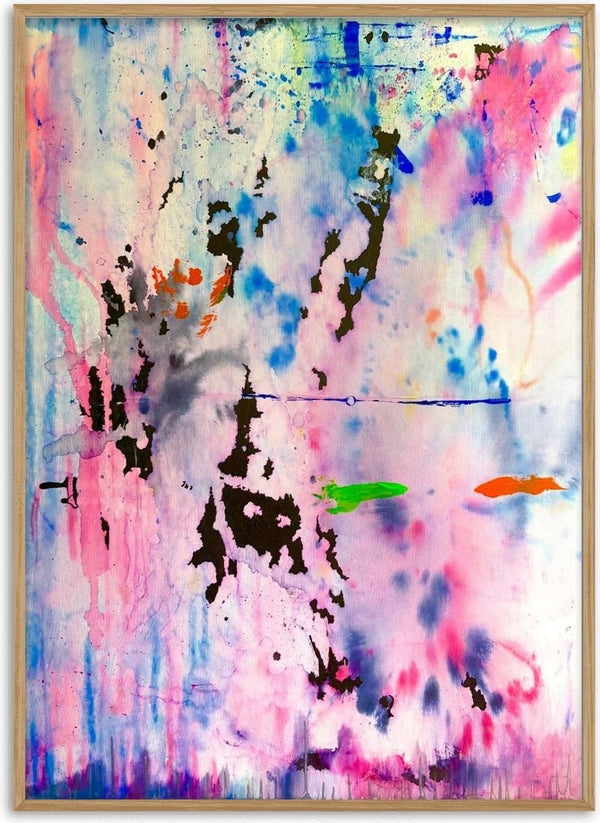 Seventy Nine by Maria Umrikhina - translucent pink and blue washes broken by black marks