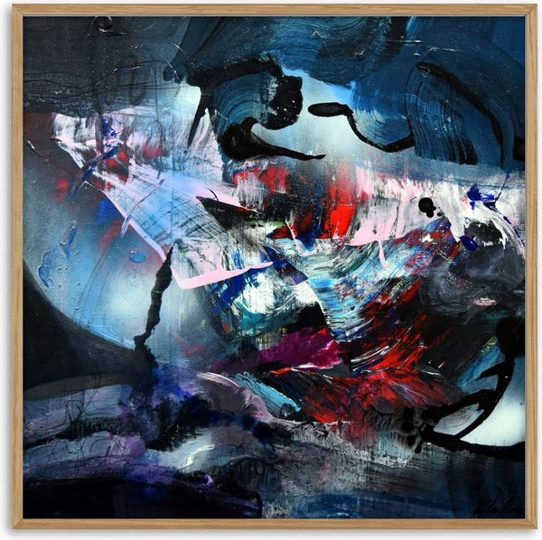 The Wonderful Morning Dreams of Alice (44) by Ovidiu Kloska - teal and black abstract swirling around a pale hollow with red streaks