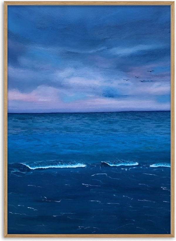 Tranquillita oceanica by KG Studio - an open sea at dusk in blue on blue under a lilac and pink horizon