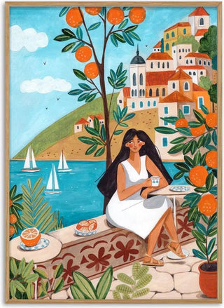 woman in Mediterranean coast