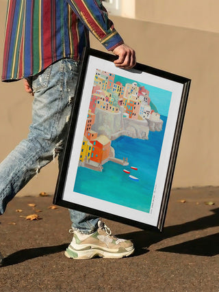 Colorful Coastal Village - Awol Art Alex